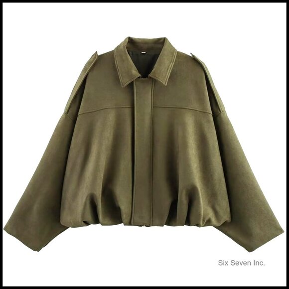 Jackets & Blazers - Faux Suede Bomber Jacket Oversized Pilot Coat Streetwear Zip Up Outerwear